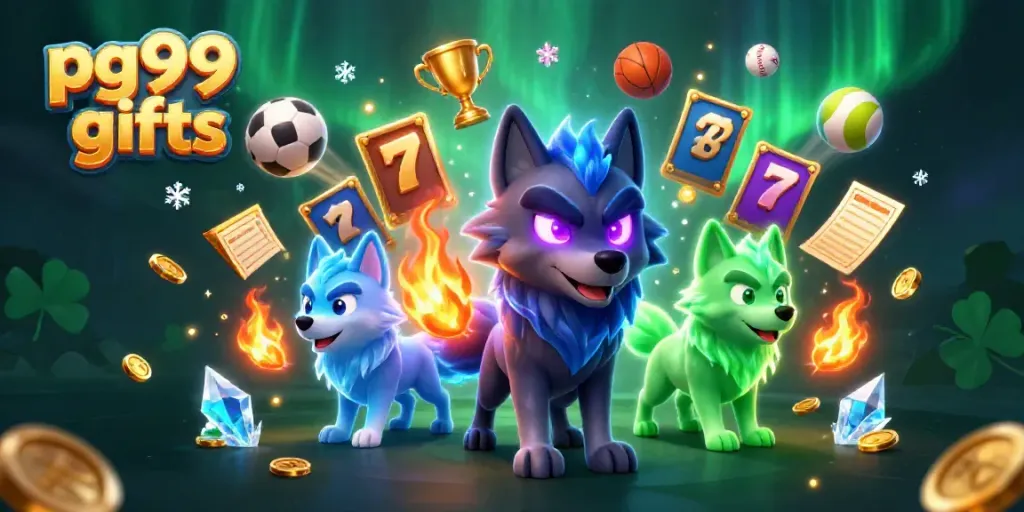 Engage with pg99 gifts in an ultra-detailed 3D illustration showcasing a winning atmosphere with dynamic gaming elements.