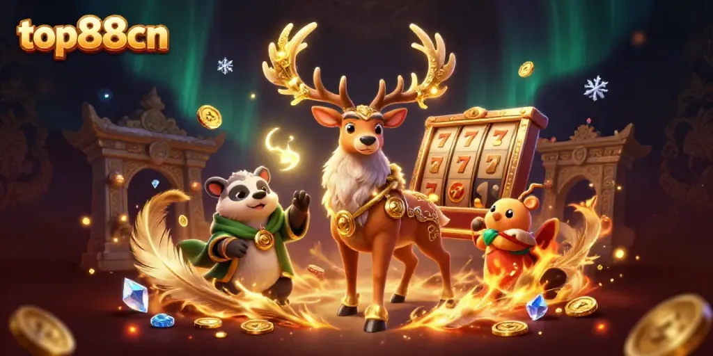 Spin and win with top88cn at this vibrant online casino showcase featuring a druid and badger.