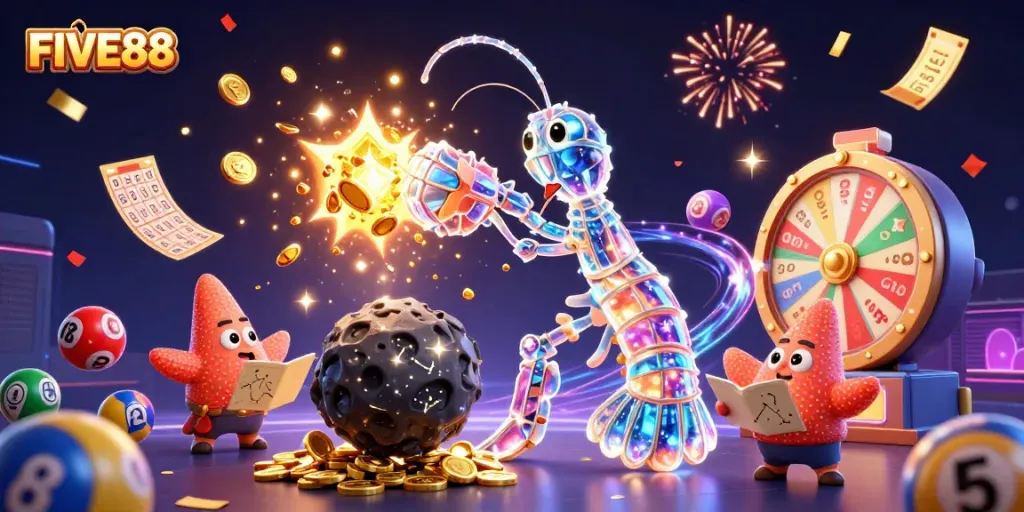 Engage in exciting gaming adventures at FIVE88, where colorful lottery balls explode into treasure!