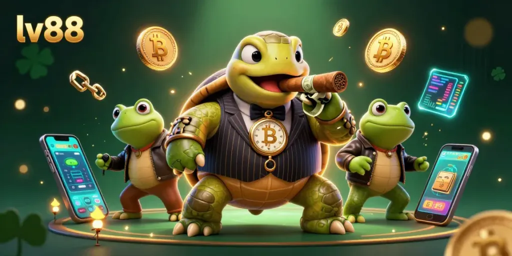 Experience the thrilling gameplay at lv88 with a vibrant casino scene featuring unique characters and crypto elements.