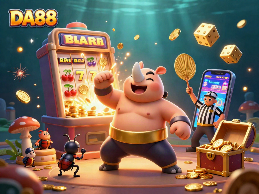 Engage in thrilling play at DA88 with vibrant scenes of gaming excitement and jackpot moments.