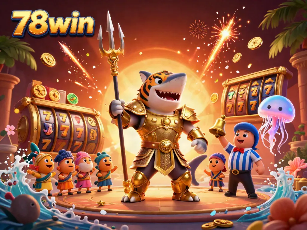 Experience thrilling wins with 78win in a vibrant underwater casino adventure illustration.