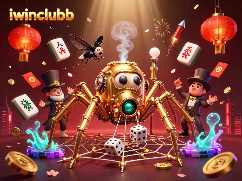 Play exciting games at iwinclubb with a 3D whimsical steampunk scene featuring captivating casino elements.