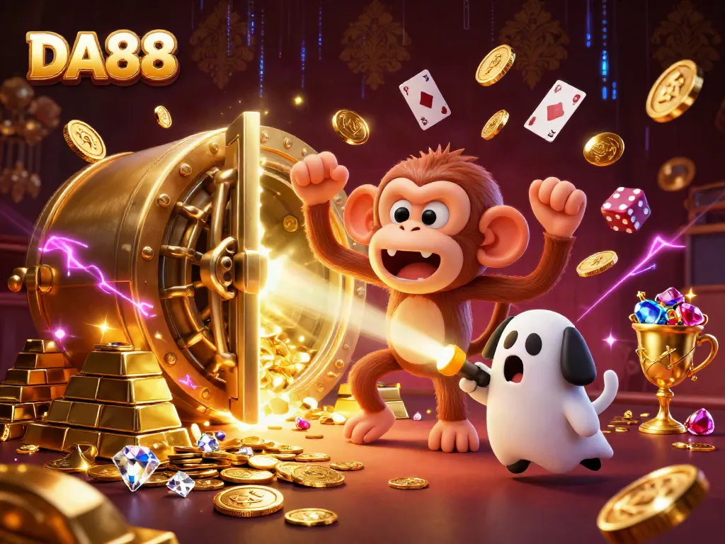 Engage with DA88's thrilling casino adventure featuring a poltergeist monkey and a ghost-hunter puppy.