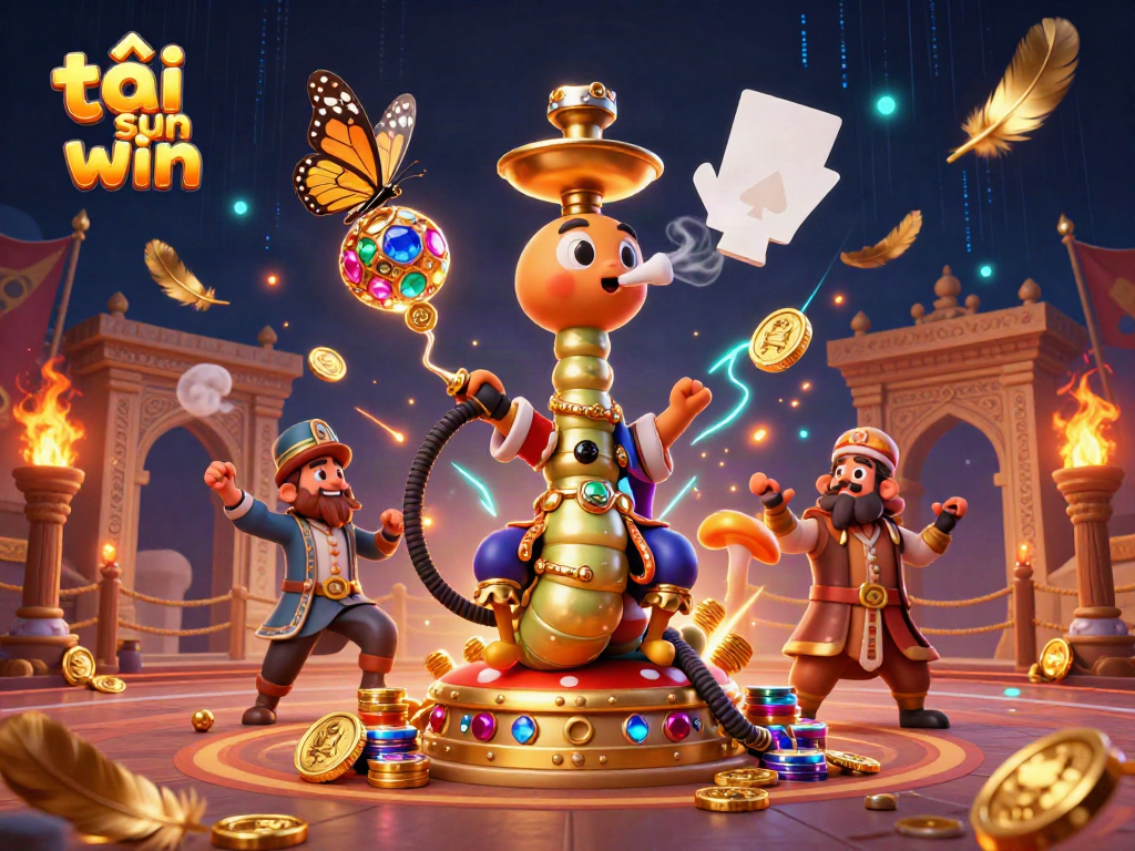 Experience the excitement of tải sun win with a dynamic online casino scene featuring unique gaming symbols.