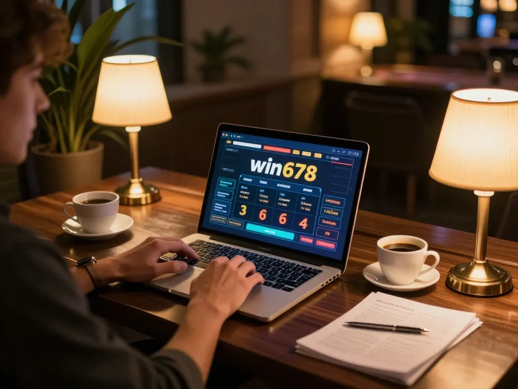 Player engaging in online gaming at win678, showcasing stylish setup and strategy.