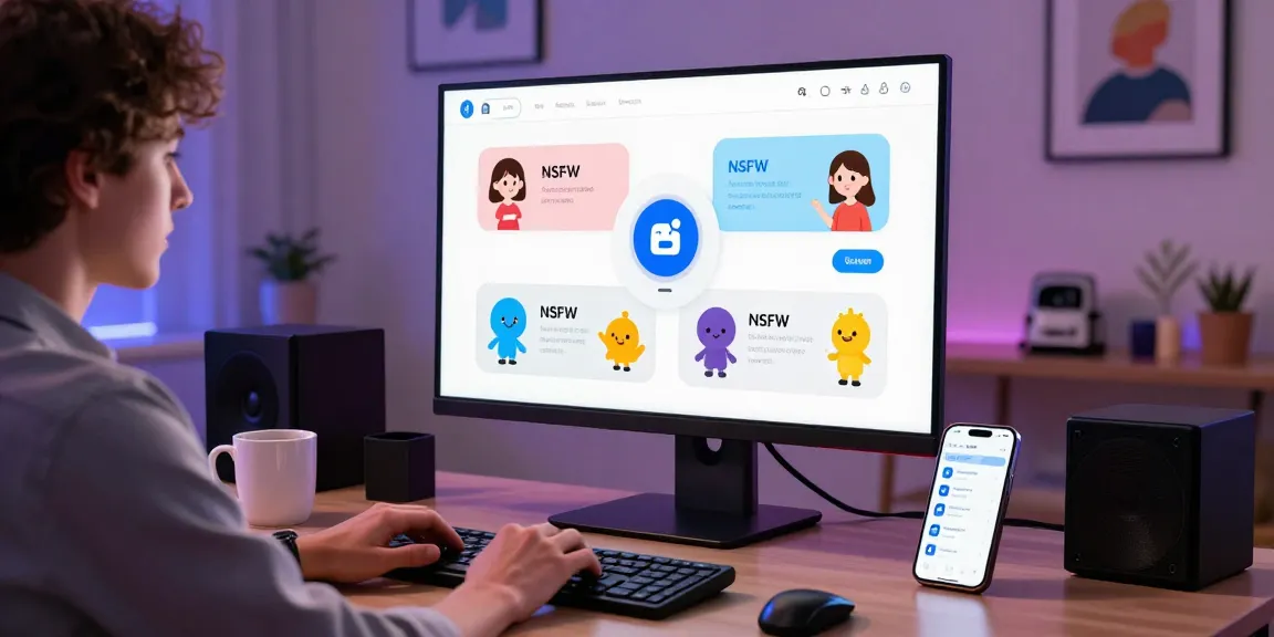 Engaging with ai chat nsfw in a modern home office setup during digital interaction.