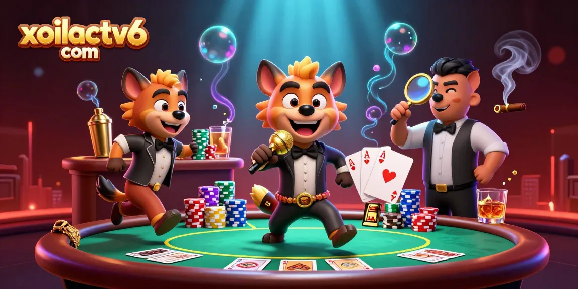 Engage with xoilactv6 com at a vibrant casino scene featuring hyenas in action!
