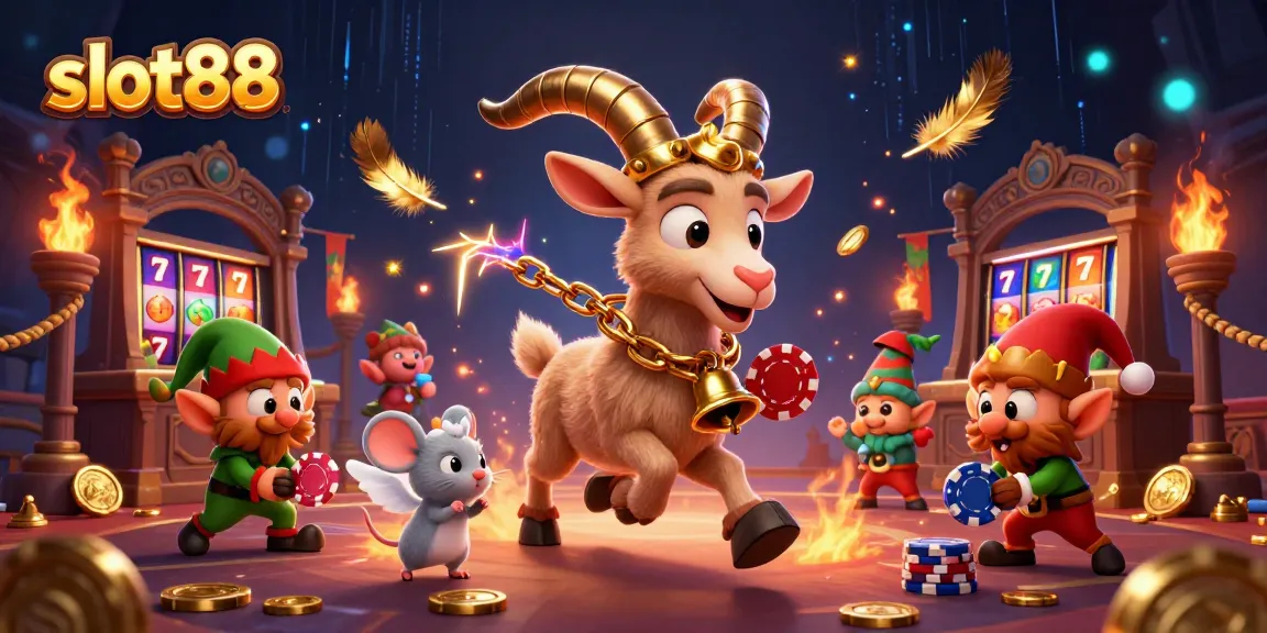 Experience excitement at slot88 with a lively 3D casino scene featuring playful characters amidst thrilling game elements.