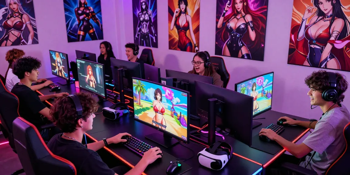 Engaged players enjoying diverse hentai games in a vibrant gaming environment.