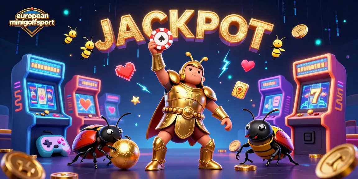 Experience the excitement of europeanminigolfsport as a heroic beetle wins big in a vibrant casino scene.