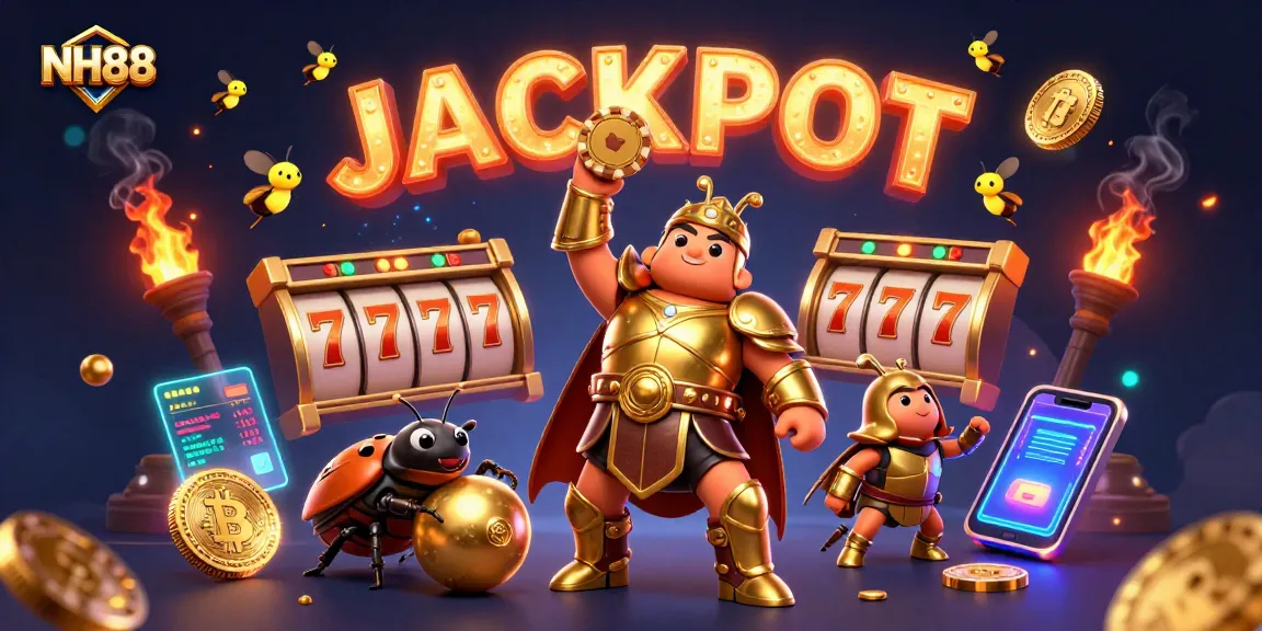 Engage in winning strategies with NH88 through thrilling slot games amid vibrant casino elements.
