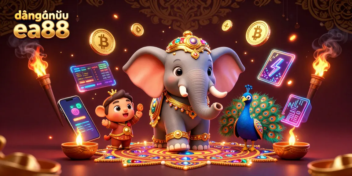 Engage in exciting gameplay with đăng nhập ea88, featuring vibrant casino elements and characters in a dynamic 3D scene.