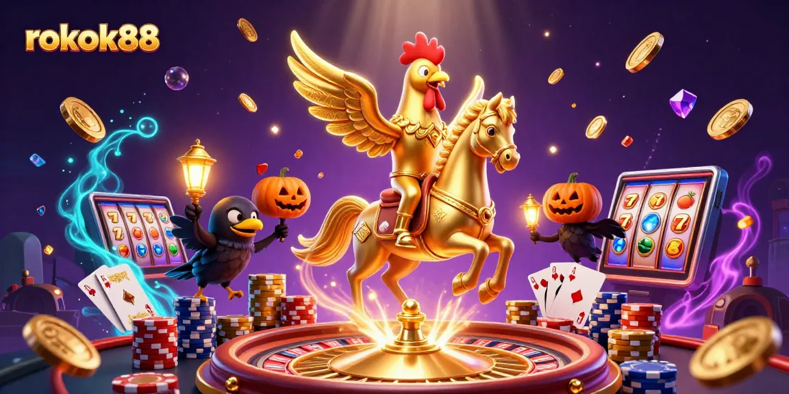 Experience winning spins at rokok88 with immersive casino visuals and magical gambling elements.