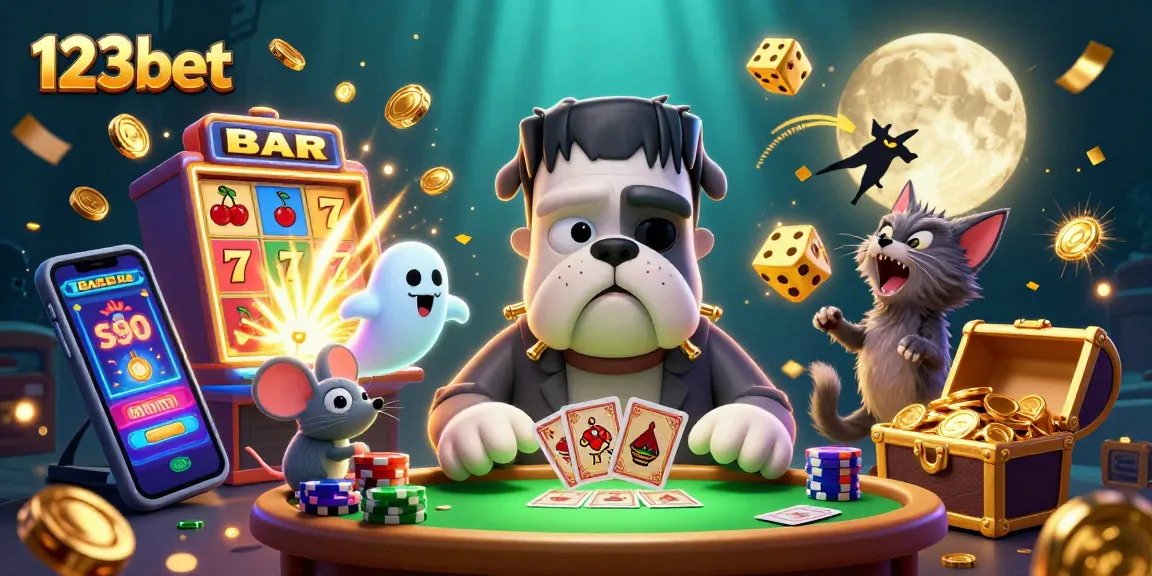 Experience thrilling fun at 123bet with vibrant casino games and animated characters!