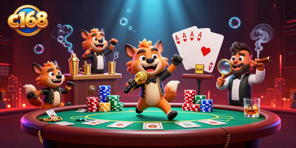 Engage in the vibrant world of c168 as hyenas bring cheer in a lively casino scene.