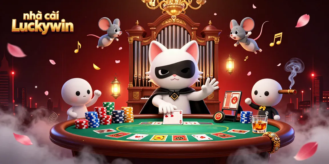 Engaging scene showcasing nhà cái Luckywin with its unique casino characters and vibrant gameplay elements.