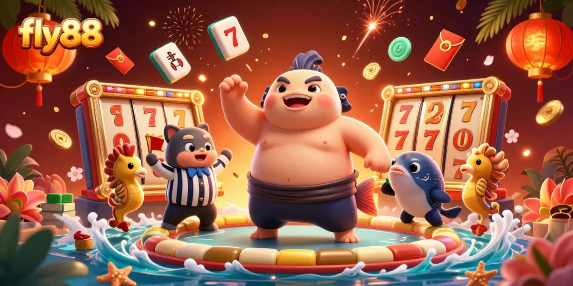 Engage with fly88's vibrant underwater casino scene featuring dynamic slot elements and lively characters.