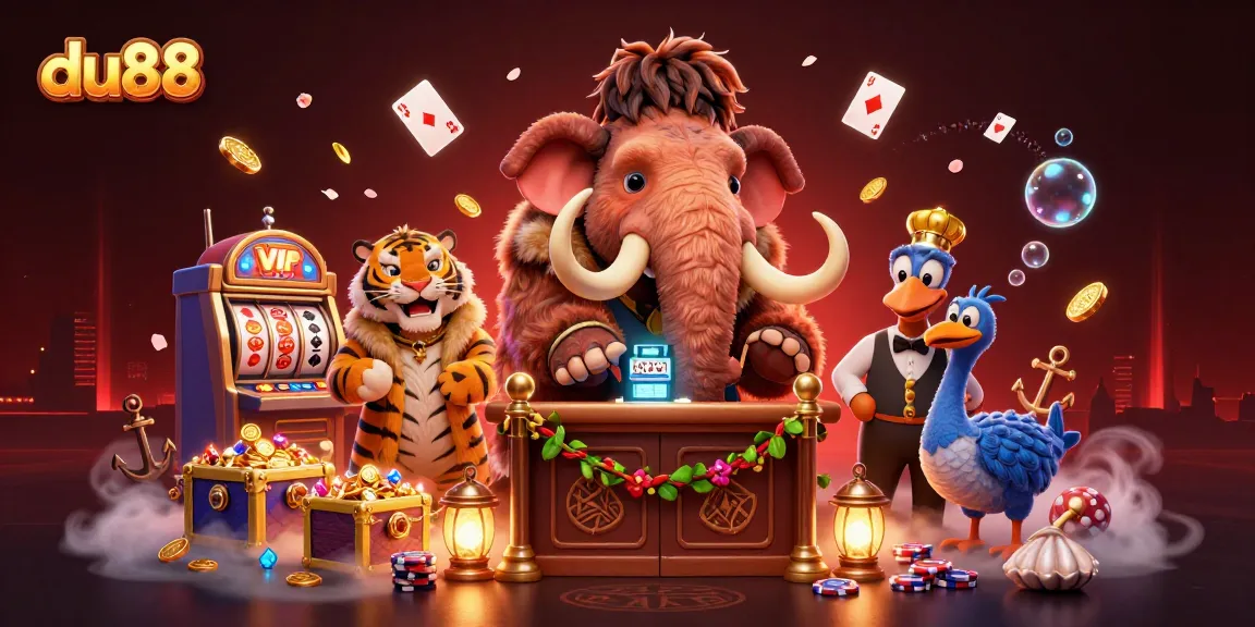 Experience the excitement of du88 with engaging casino illustrations featuring vibrant characters and game elements.