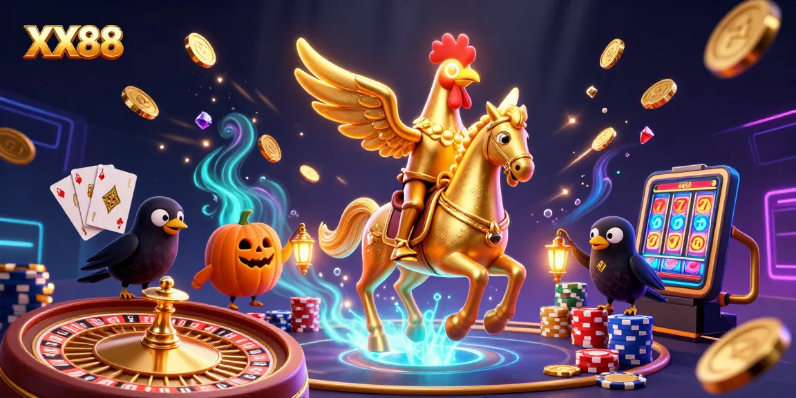Spin the reels with XX88 in a vibrant casino scene filled with glowing treasures and action.