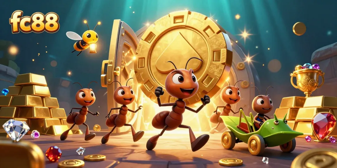 Join the fc88 heist with cartoon ants and treasures in this dynamic casino adventure.