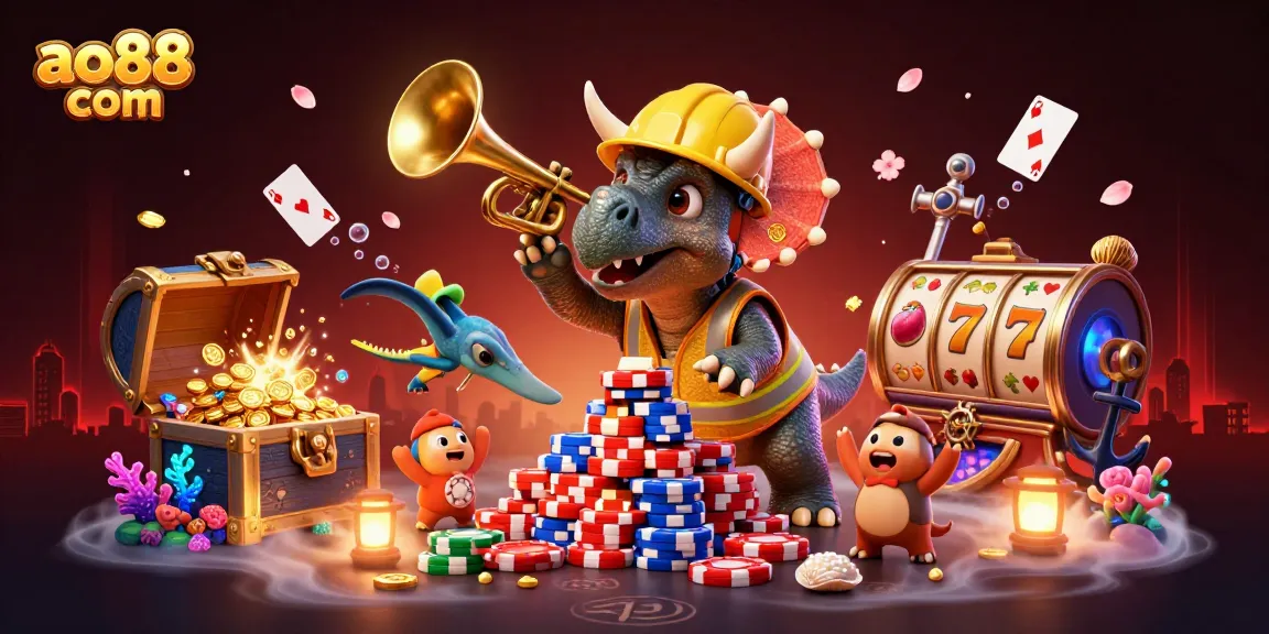 Experience the excitement of ao88 com with a lively 3D casino scene celebrating big wins.