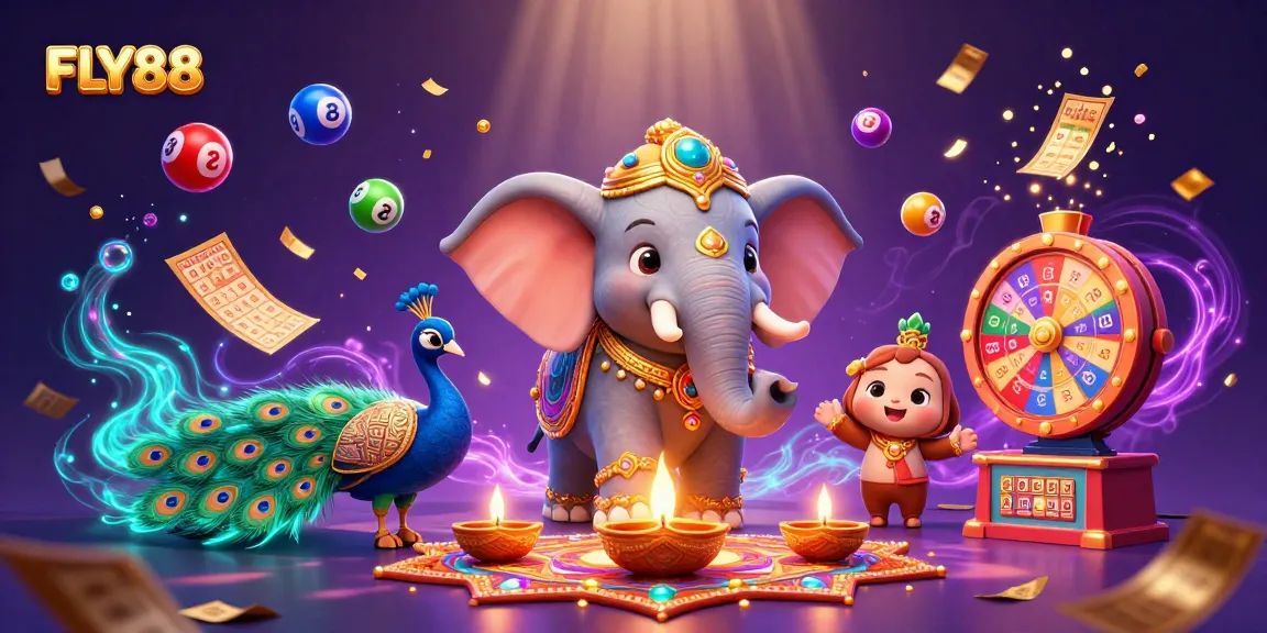 Experience the exciting world of FLY88 with a vibrant 3D illustration capturing casino elements.