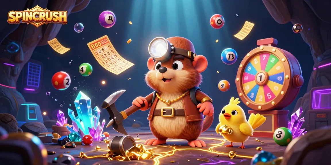 Engage in the excitement of SPINCRUSH with vibrant casino-themed visuals, featuring dynamic game elements.