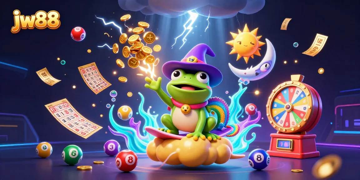 Experience thrilling gaming at jw88 with a vibrant 3D illustration of colorful betting elements.
