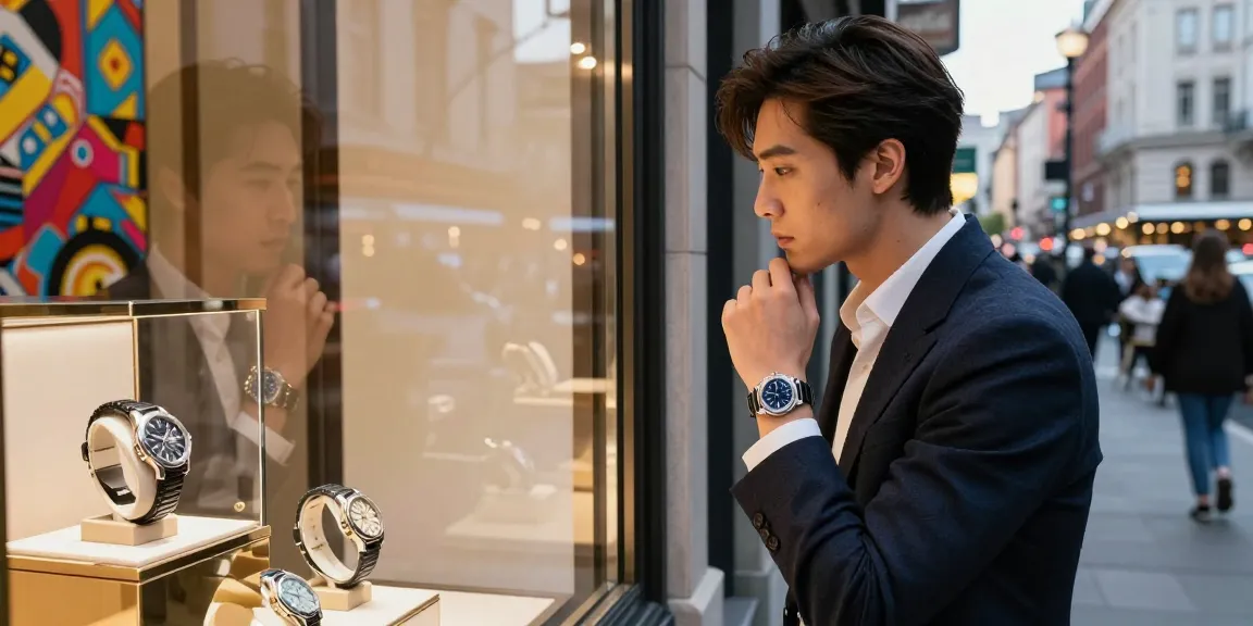 Individual showcasing premium clone watches in a chic urban setting, reflecting luxury and style.